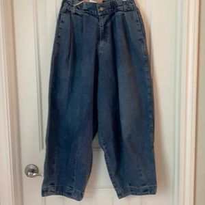 Baggy jeans no size elastic back pleat bottom